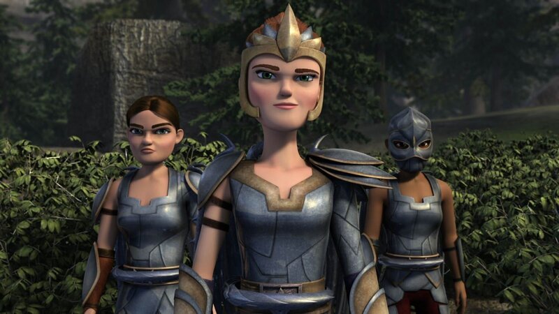 Atali (Mitte) ist die Anführerin der Flügelmädchen. Sie führt mehr im Schilde, als sie vor Rotzbakke zugibt. – Bild: Mediengruppe RTL /​ DreamWorks Animation
