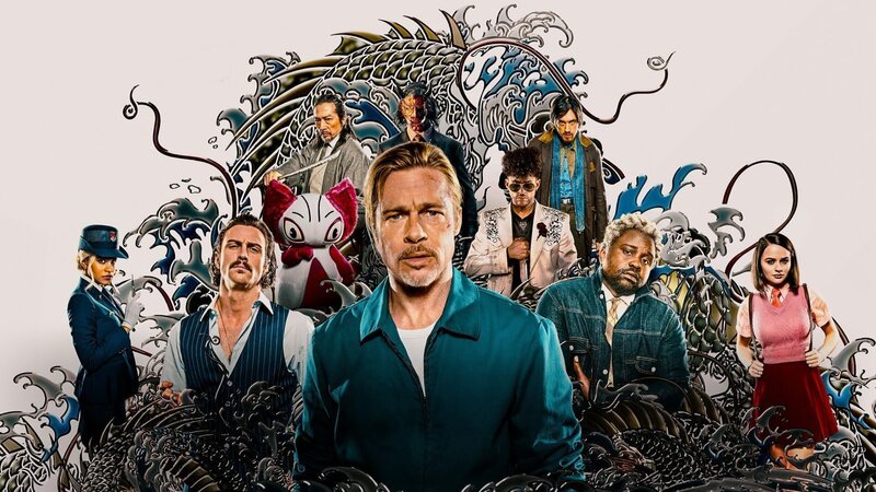 Bad Bunny (Wolf), Brian Tyree Henry (Lemon), Brad Pitt (Ladybug), Hiroyuki Sanada (der Alte), Zazie Beetz (die Hornisse), Aaron Taylor-Johnson (Tangerine), Joey King (Prince). – Bild: ORF/​Sony Pictures