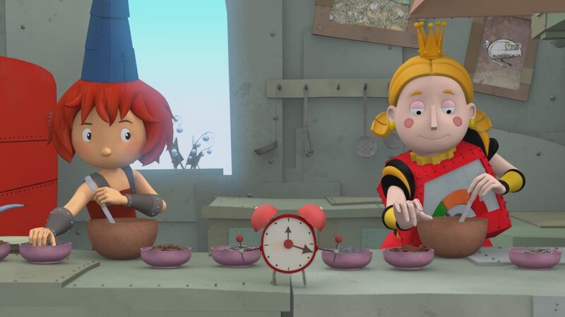 Ausgerechnet gegen Prinzessin Magnesia, die beste Köchin des Landes, muss Bö im Kochduell antreten. – Bild: ZDF/​Caligari