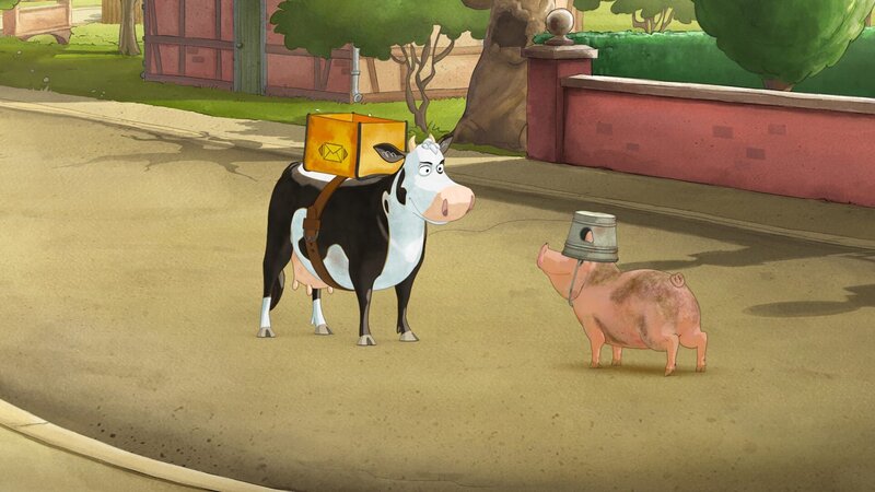 Lieselotte lässt das Schweinchen nicht entwischen. – Bild: ZDF/​WunderWerk