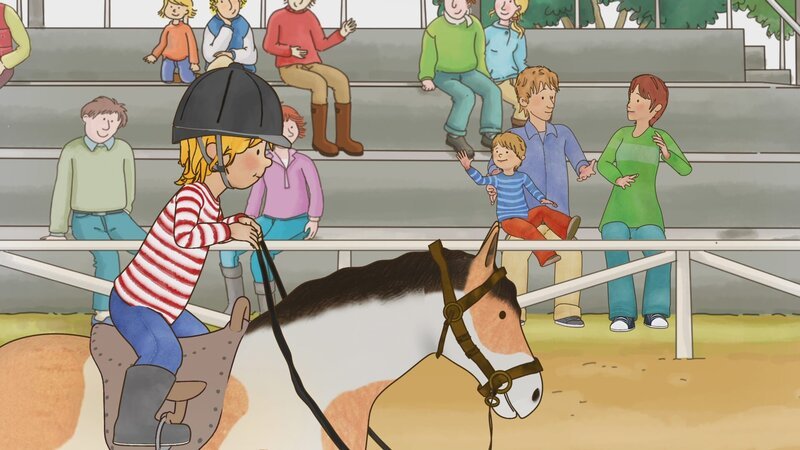 Conni kann schon im Trab reiten und sitzt sicher im Sattel. – Bild: ZDF/​Henning Windelband/​Youngfilms GmbH