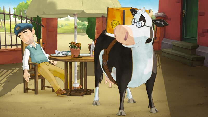 Jetzt sieht Lieselotte alles durch die Brille des Postboten. – Bild: ZDF/​WunderWerk