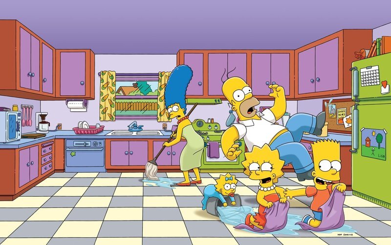 (28. Staffel) – Eine ganz besondere Familie: Maggie (2.v.l.), Marge (l.), Homer (M.), Bart (r.) und Lisa Simpson (2.v.r.) … – Bild: 2014 Fox and its related entities. All rights reserved Lizenzbild frei