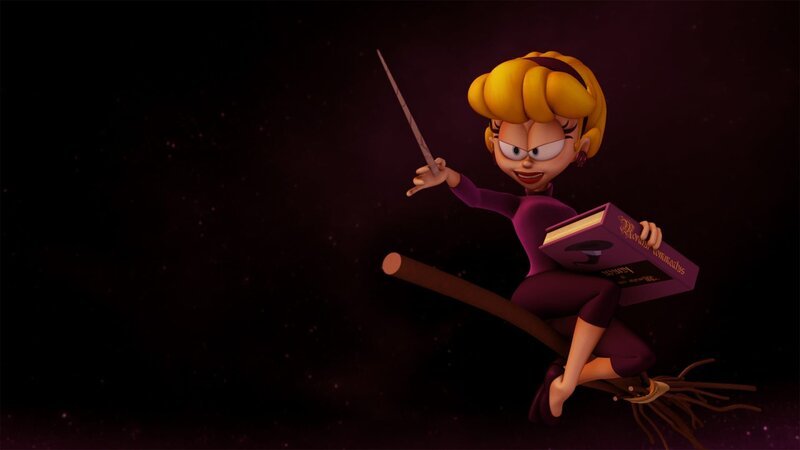 Winona, die Hexe in Garfields Nachbarschaft, verliebt sich in Doc Boy und will ihn zwingen, ihr Bräutigam zu werden. – Bild: HR/​DARGAUD MEDIA