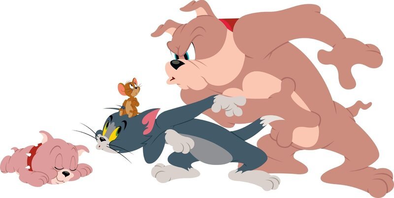 Spike, Tom und Jerry geraten immer wieder zusammen in Streit und wilde Verfolgungsjagden. Wenn es um seinen Sohn Tyke geht, passt Spike besonders gut auf. – Bild: Warner Bros. Entertainment