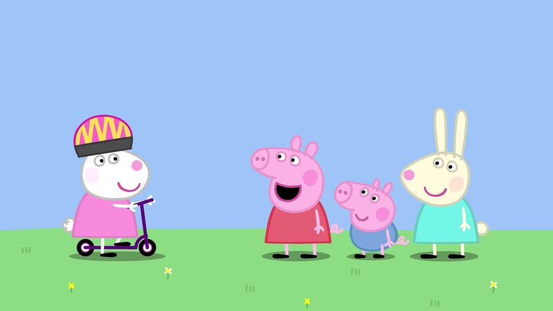 v.li.: Suzy Sheep, Peppa Pig, George Pig, Rebecca Rabbit – Bild: TVNOW