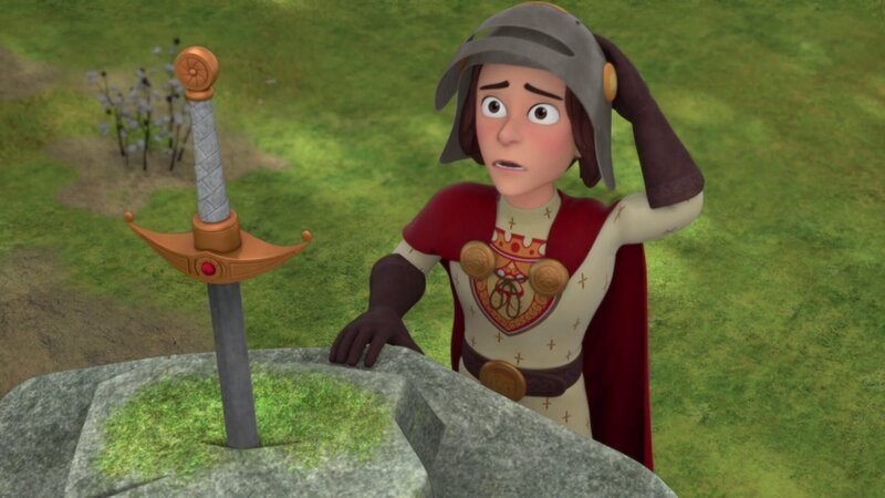 Richard will versuchen Excalibur, das Schwert der Schwerter, aus dem Felsen zu ziehen. – Bild: Method Animation – DQ Entertainment Intern. – ZDF, De Agostini