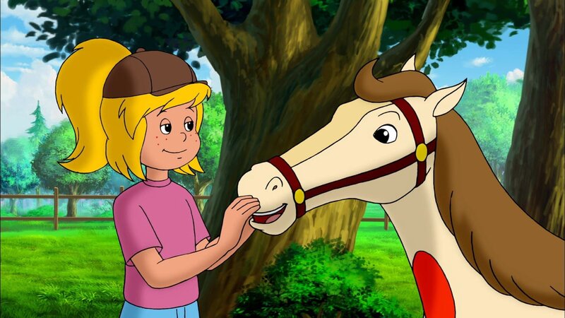 Bibi und Piro, dass verhexte Karusselpferd. Welches durch Bibi lebendig geworden ist. – Bild: ZDF