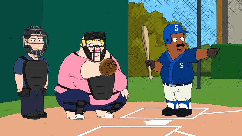 Kendra Krinklesac (m.), Cleveland Brown (r.) – Bild: VicaomCBS /​ FOX BROADCASTING