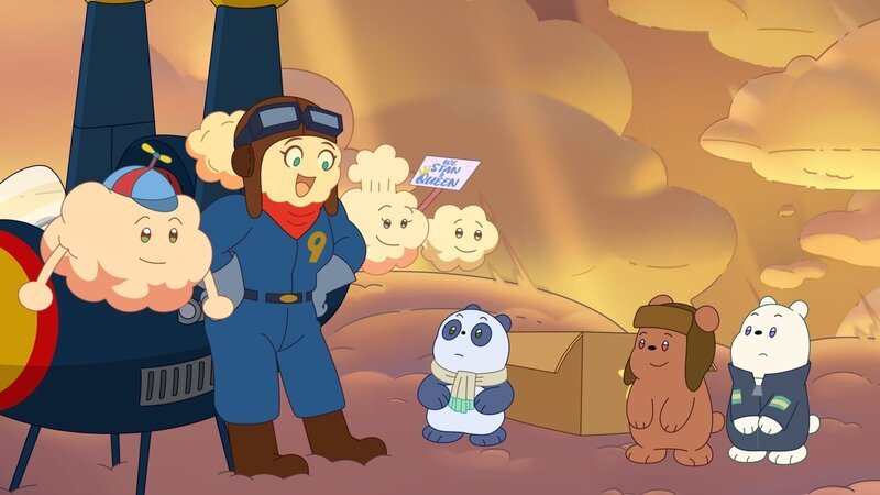 Vorne: Scarlet (2.v.l.), Baby Panda (m.), Baby Grizz (2.v.r.), Baby Ice Bear (r.) – Bild: Warner Brothers