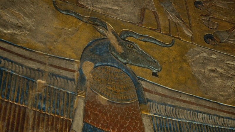 Dem Glauben der alten Ägypter nach, war der Schöpfergott Chnum Herr über Zeugung und Geburt. – Bild: ZDF