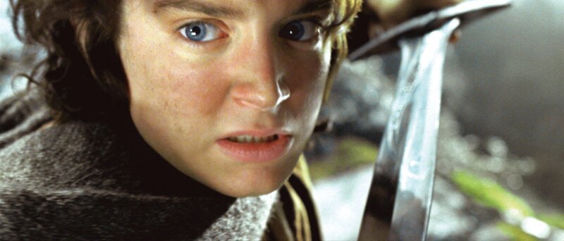 Frodo (Elijah Wood) hat sich mit seinem Freund Sam in den Wäldern von Emyn Muil verlaufen, wo sie von dem ehemaligen Ringträger Gollum verfolgt werden … – Bild: Warner Brothers