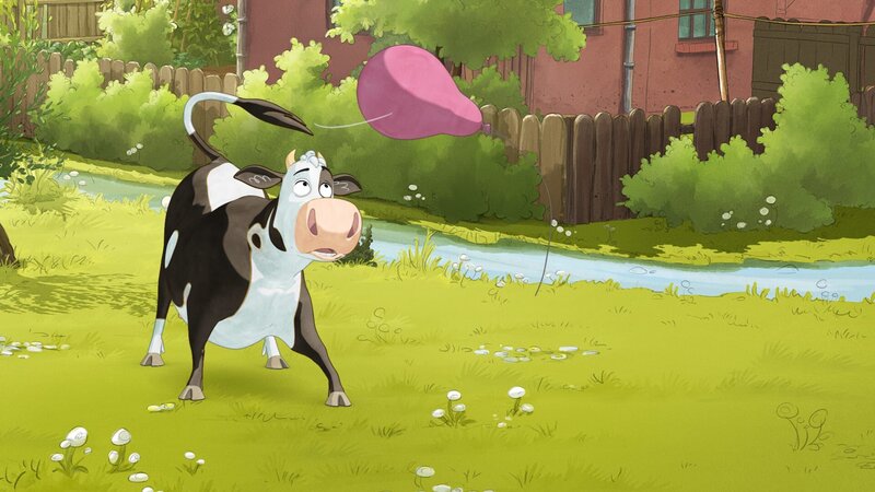 Lieselotte fängt den Luftballon, der vom Winde verweht. – Bild: ZDF/​WunderWerk