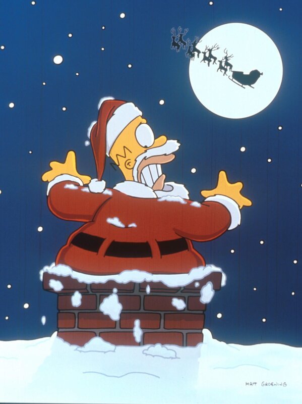 Homer nimmt einen Nebenjob als Weihnachtsmann an, damit er seine Familie mit Geschenken zu Weihnachten überraschen kann. – Bild: Twenthieth Century Fox Film Corporation