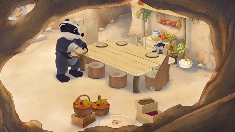 Edmund bereitet mit Emmie das Essen für die ganze Familie vor. – Bild: WDR/​Mediatoon