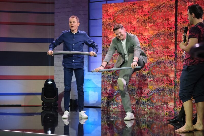 v.li.: Andreas Goldberger, Thomas Morgenstern, Florian Hofherr. – Bild: ORF /​ Hans Leitner
