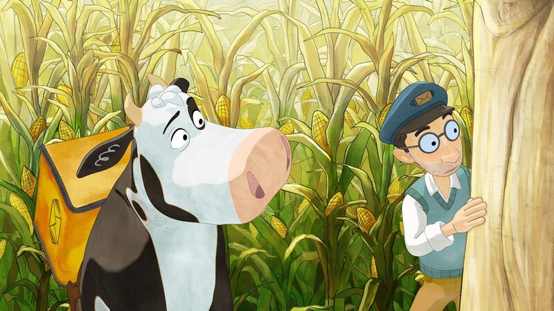 Lieselotte hilft dem Postboten ungesehen nach Hause zu kommen. – Bild: ZDF/​WunderWerk