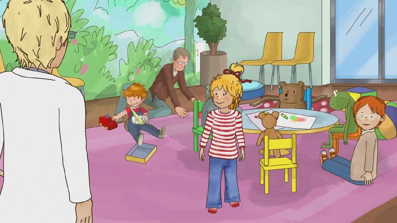 Conni wartet gern in dem Wartezimmer voll Spielsachen, bis der Arzt sie aufruft. – Bild: Henning Windelband, Youngfilms GmbH