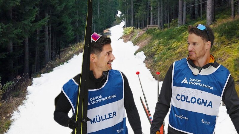 Einstein Snowfarming: Retten wir mit altem Schnee bald die weissen Weihnachten? Tobias Müller im Gespräch mit Dario Cologna auf der Langlaufstrecke in Davos. – Bild: SRF
