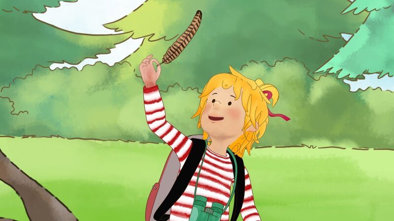 Conni hat eine Kuckucksfeder gefunden. – Bild: ZDF/​Henning Windelband/​Youngfilms GmbH