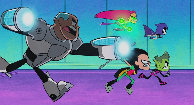 (v.l.n.r.) Cyborg; Starfire; Robin, Raven; Beast Boy – Bild: Warner Bros. Entertainment Inc. (v.l.n.r.) Cyborg; Starfire; Robin, Raven; Beast Boy – Bild: Warner Bros. Entertainment Inc.