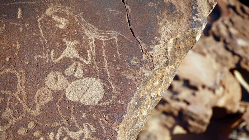 Felsgravuren bei Twyfelfontein, Namibia. – Bild: ZDF und SWR/​Alfons Früh