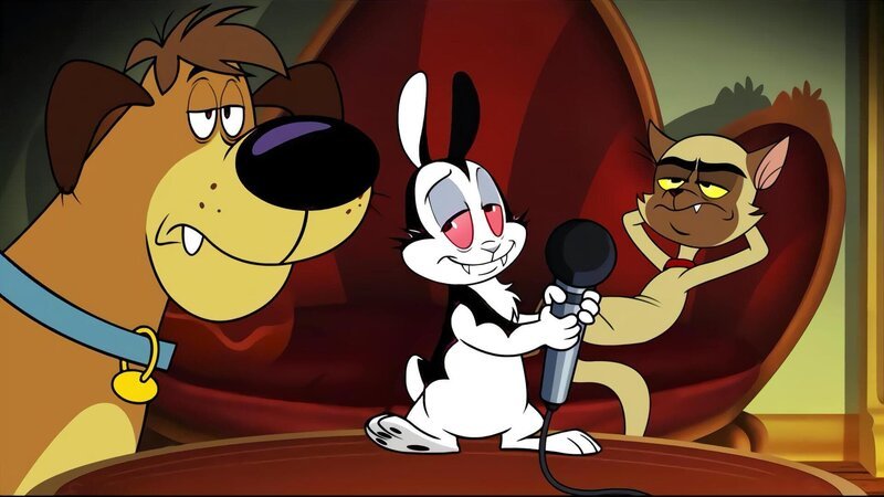 L-R: Harold (voiced by Brian Kimmet), Bunnicula (voiced by Chris Kattan), Chester (voiced by Sean Astin) – Bild: Boomerang (DE) /​ Warner Bros. Entertainment Inc.