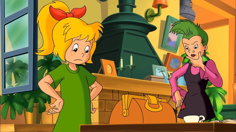 Bibi (l.) und Schubia (r.) haben keine Ahnung, wie sie den magischen Koffer öffnen können. – Bild: ZDF