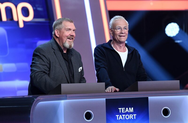 Die Kandidaten des Teams „Schauspieler“: Dietmar Bär (l.) und Klaus J. Behrendt (r.), beide Schauspieler. – Bild: ARD/​Uwe Ernst
