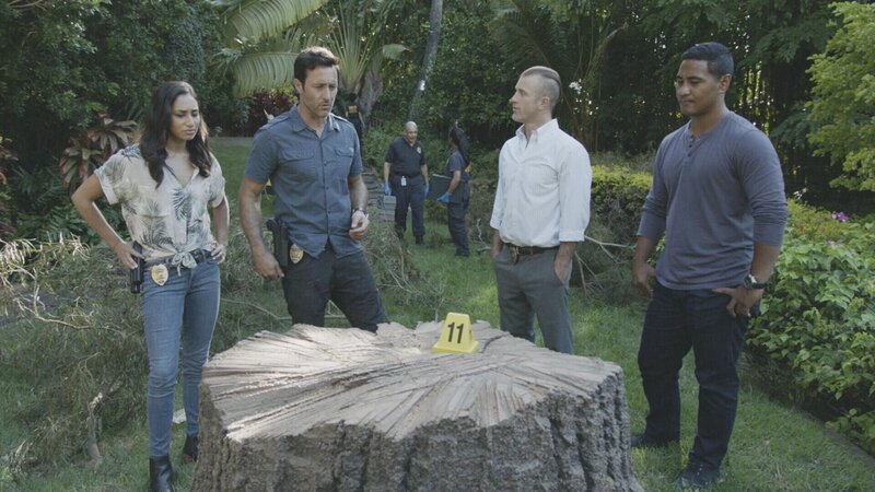 (v.l.n.r.) Tani Rey (Meaghan Rath); Steve McGarrett (Alex O’Loughlin); Danny Williams (Scott Caan); Junior Reigns (Beulah Koale) – Bild: Karen Neal