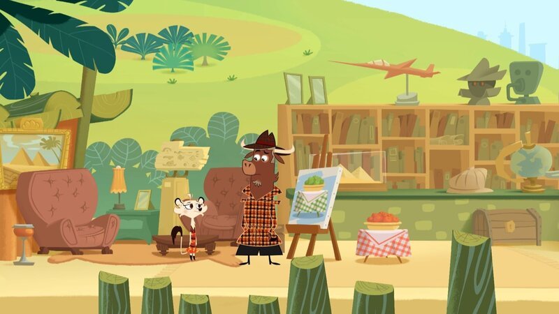 Sherlock Yack und Hermione stellen fest, dass der Tiger farbenblind ist. – Bild: ZDF/​Mondo tv