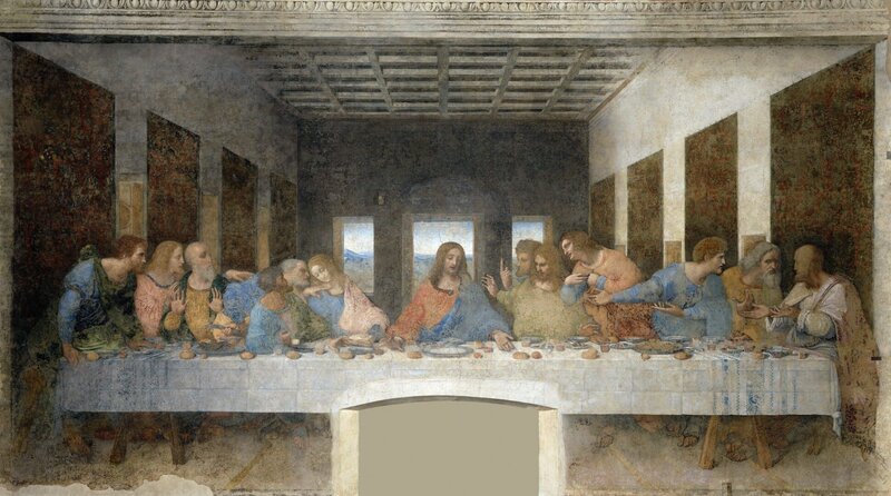 ca. 1495⁠–⁠1498 --- Last Supper, Leonardo da Vinci, Santa Maria delle Grazie, Milan, fresco Post-restoration | Located in: Santa Maria delle Grazie, Milan.  --- Image by Â© Corbis – Bild: VIASAT