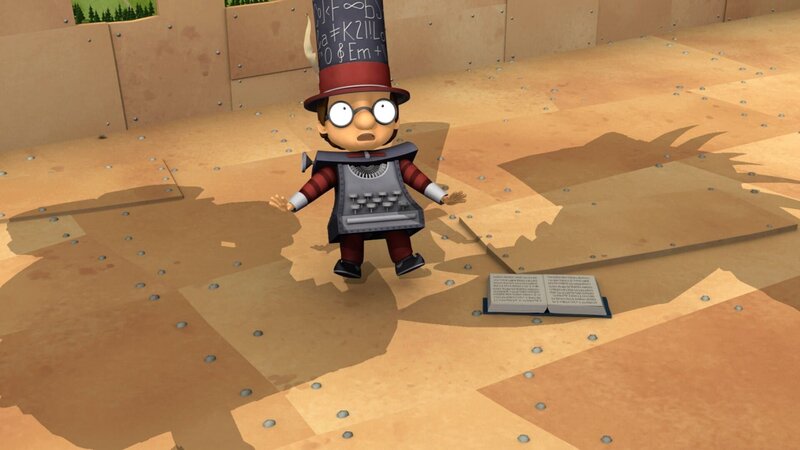 Ratzefummel erschrickt vor den beiden Feuerzangenbrüdern. – Bild: ZDF/​Caligari