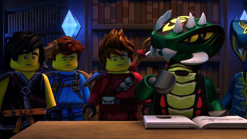 Cole, Jay und Kai (v.l.n.r.) wollen mehr über Aspheeras Geschichte erfahren. Wer ist „der Betrüger“ nach dem Aspheera sucht? – Bild: LEGO