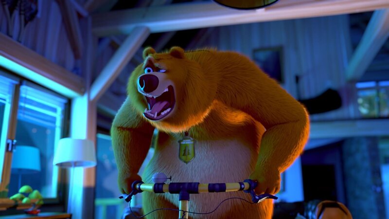 Was man nicht alles tut für ein kleines bisschen Entertainment. Grizzy strampelt sich dank eines Stromausfalls ganz schön ab. – Bild: Super RTL