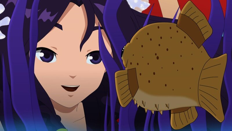 Cleo fragt alle Unterwasserbewohner, ob sie den Ring gesehen haben. – Bild: ZDF/​Les Cartooneurs Associés