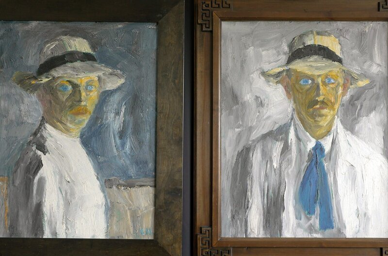 Emil Nolde: Selbstbildnis von 1917 und Selbstbild von 1917, Öl auf Leinwand – Bild: Nolde Stiftung Seebüll/Schnittstelle für die Werke Emil Noldes Emil Nolde: Selbstbildnis von 1917 und Selbstbild von 1917, Öl auf Leinwand – Bild: Nolde Stiftung Seebüll/Schnittstelle für die Werke Emil Noldes