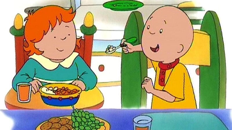 Caillou füttert die kleine Rosie und ist mächtig stolz, dass er damit seinem Vater helfen kann. – Bild: SUPER RTL Das SUPER RTL-Bildmaterial darf nur zur redaktionellen Berichterstattung im Zusammenhang mit der jeweiligen Sendung unter Angabe der Credits und Beachtung der unter http:/​/​kommunikation.superrtl.de genannten Nutzungsbeschränkungen verwendet wer