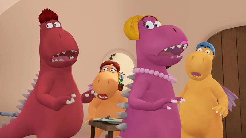 Oskars und Kokosnuss’ Eltern sind erschrocken. – Bild: ZDF/​Caligari