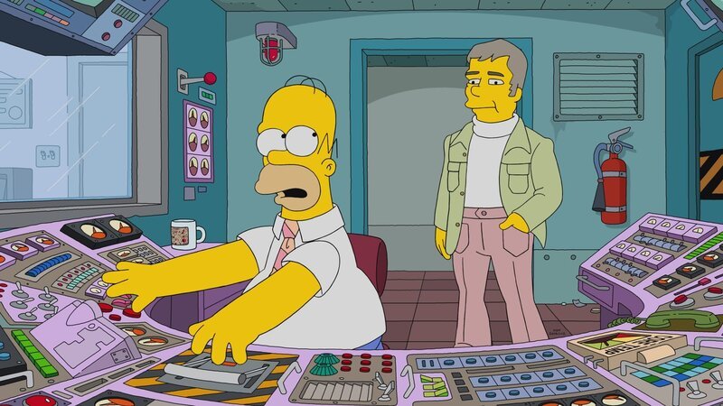 Der schmierige Privatdetektiv Manacek (r.) verdächtigt Homer (l.), ein wertvolles Gemälde durch eine Kopie ersetzt zu haben … – Bild: Fox and its related entities