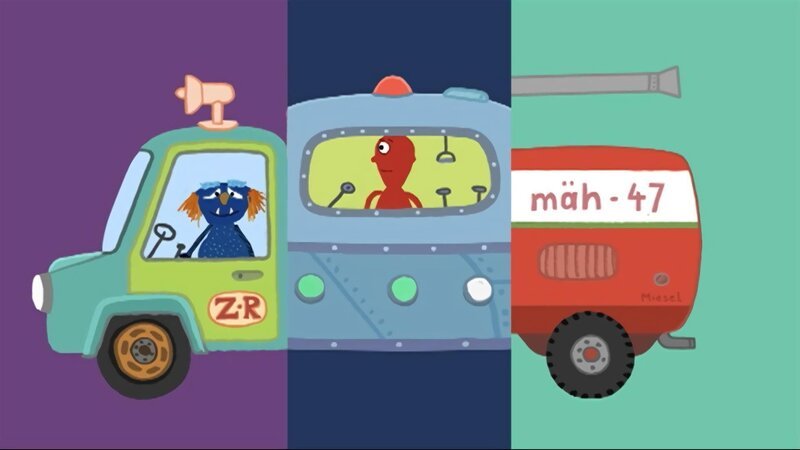 Aus einem Klappbild werden lustige Fahrzeuge zusammengesetzt. – Bild: WDR/​Die Sendung mit dem Elefanten