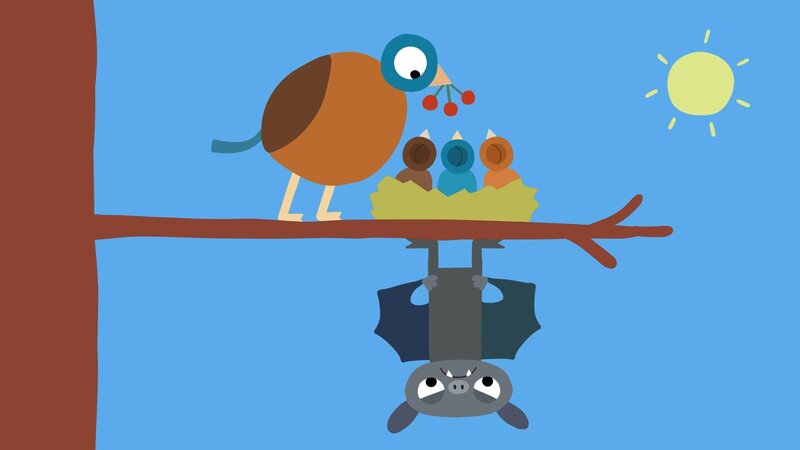 Die Küken halten die Fledermaus vom Schlafen ab. – Bild: KiKA/​SWR/​Film Bilder/​Julia Ocker