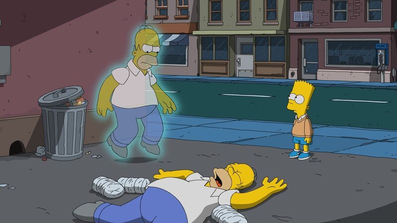 Homer (l. und M.); Bart (r.) – Bild: Fox