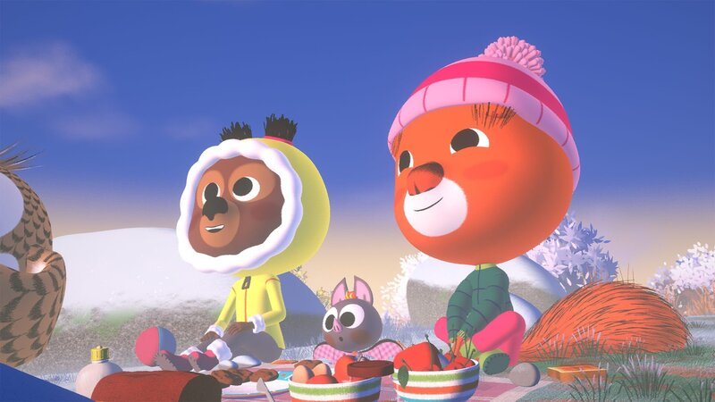 Luzie, Edmund und ihre Freunde veranstalten ein Picknick im Winter! – Bild: hr/​MIAM! Animation