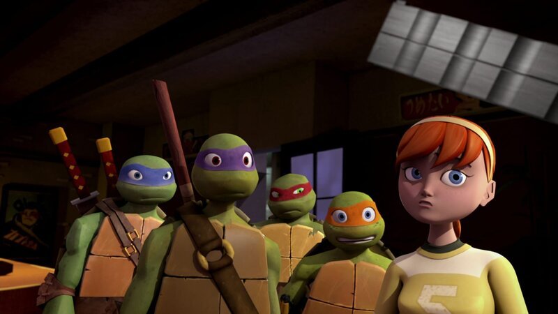 L-R: Leonardo, Donatello, Raphael, Michelangelo, April O’Neil – Bild: ViacomCBS
