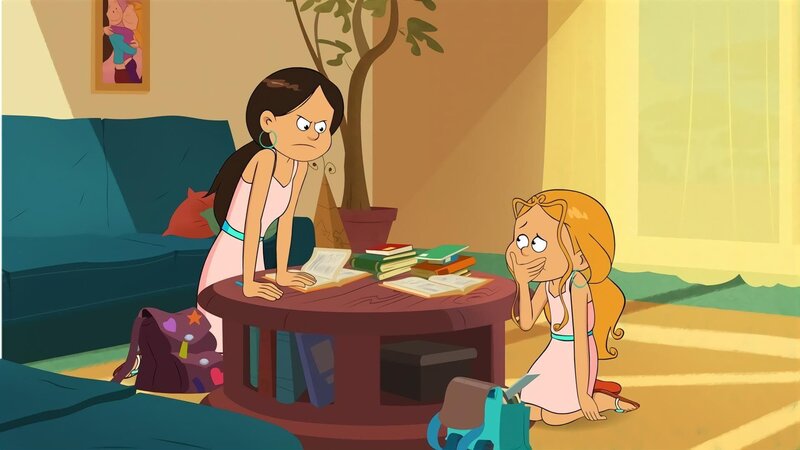 Marine verplappert sich und Wendy kann nicht fassen, dass ihre „Wir-machen-Hausaufgaben“-Tarnun“ auffliegt. – Bild: NDR/​Bamboo Production/​Samka Productions