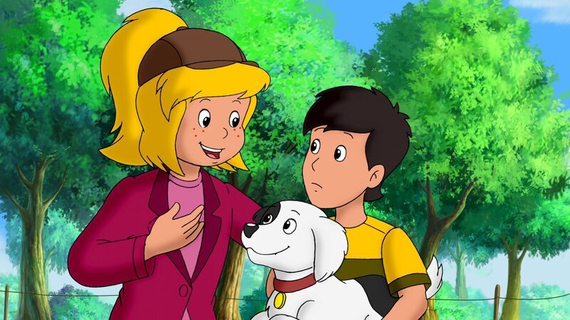 Bibi erzählt dem Ferienkind Henrik, wo sie seinen gestohlenen Hund Schnuffi gefunden hat. – Bild: ZDF und Kiddinx – Berlin