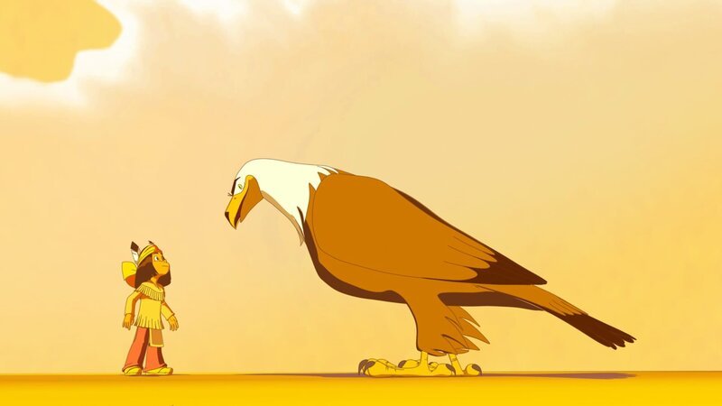 Yakari bekommt Rat von seinem Totem Großer Adler – Bild: WDR/​Ellipsanime Productions/​Belvision/​Les Cartooneurs Associés/​2 Minute