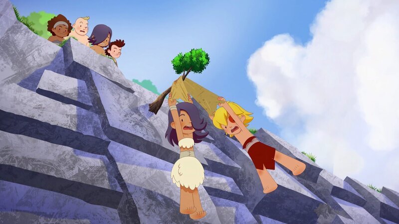 Als Tib und die anderen sich an den Bären rächen wollen, stürzen Tib und Fannon in die Schlucht. Werden sie gerettet? – Bild: KiKA/​hr/​TF1/​GO-N Productions