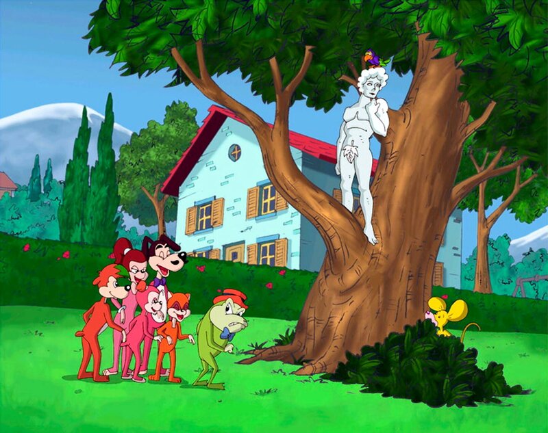 „Fix & Foxi“, „Durchgeknallt! /​ Lohn der Angst /​ Die Gartenzwerg-Affäre /​ Alle gegen einen.“ Durchgeknallt!Putzen – Für Professor Knox’s neuesten Roboter gibt es nichts Schöneres. Für Fix und Foxi zwar nicht, aber das Eis fürs Fensterputzen hätten sie schon gerne gehabt. Doch bei dem Putzteufel ist scheinbar eine Sicherung durchgeknallt und Fix und Foxi müssen Oma Eusebias Haus retten.Lohn der AngstWer auf einer Kirmes die Super-Känguru-Schuhe gewinnen will, muss von einem hohen Turm in ein Wasserbecken springen. Lupo will den Sprung ins Verderben wagen, hat aber furchtbare Höhenangst.Die Gartenzwerg-AffäreVerschwundene Gartenzwerge – das ist ein Fall für Fix und Foxi. Die Suche führt sie zu einem verrückten Wissenschafter, der die Gartenzwerge zu willenlosen Robotern macht. Alle gegen einenBreitmaul hält die Statue, die er für seinen Garten gekauft hat, für ein grandioses Kunstwerk. Papa findet sie grottenhäßlich. Als diese Statue dann plötzlich verschwunden ist, vermutet Breitmaul dahinter die Böswilligkeit von Papa Pepperkorn. – Bild: Rolf Kauka/​Lizenz RTV AG/​WDR